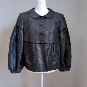 Anne Klein Swing Jacket Silk Linen Blend Polka Dot Whimsygoth Evening Size 8